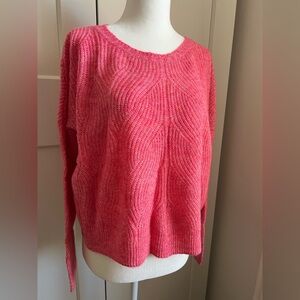 Anthropologie Vibrant Pink Crew Neck Sweater - XS